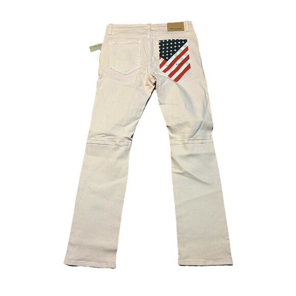 First Row Men’s Slim Straight Jeans 34x32 Pink Distressed USA Flag Pocket NWT - Picture 6 of 9